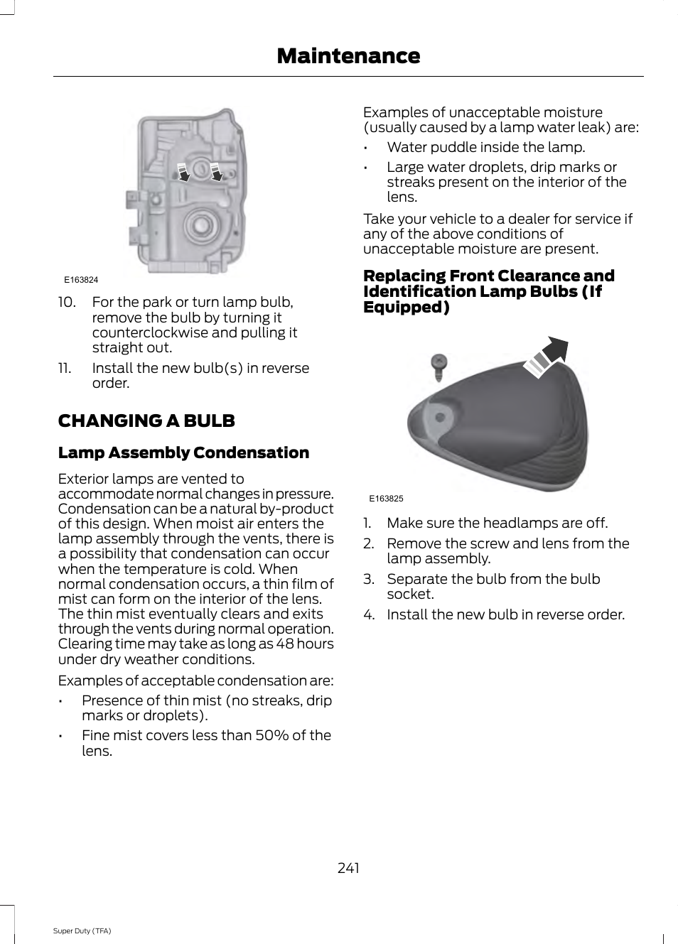 Changing a bulb, Maintenance | FORD 2014 F-550 v.3 User Manual | Page 244 / 460