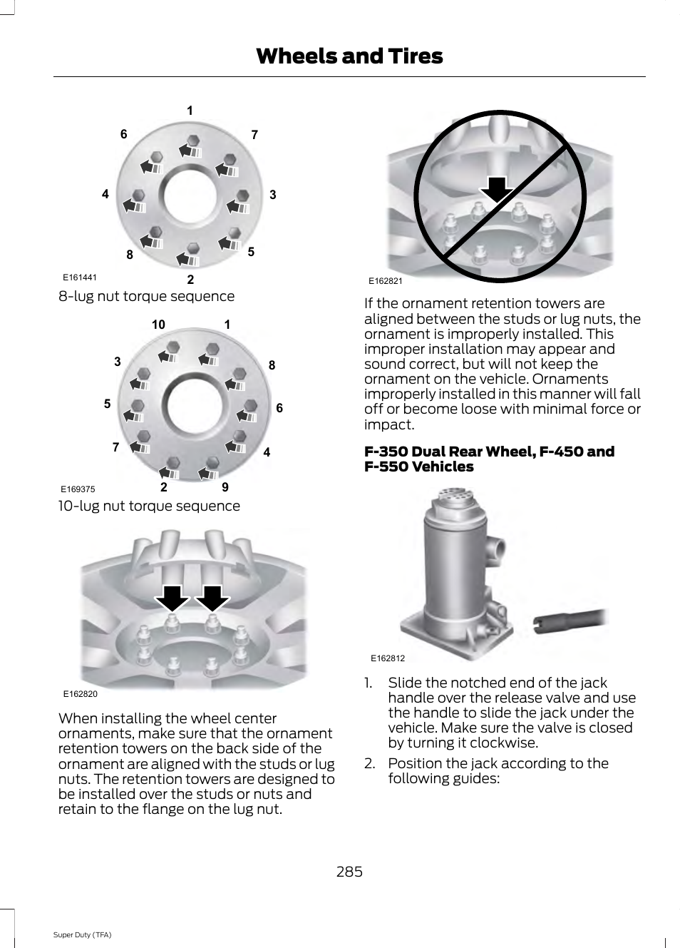 Wheels and tires | FORD 2014 F-550 v.3 User Manual | Page 288 / 460