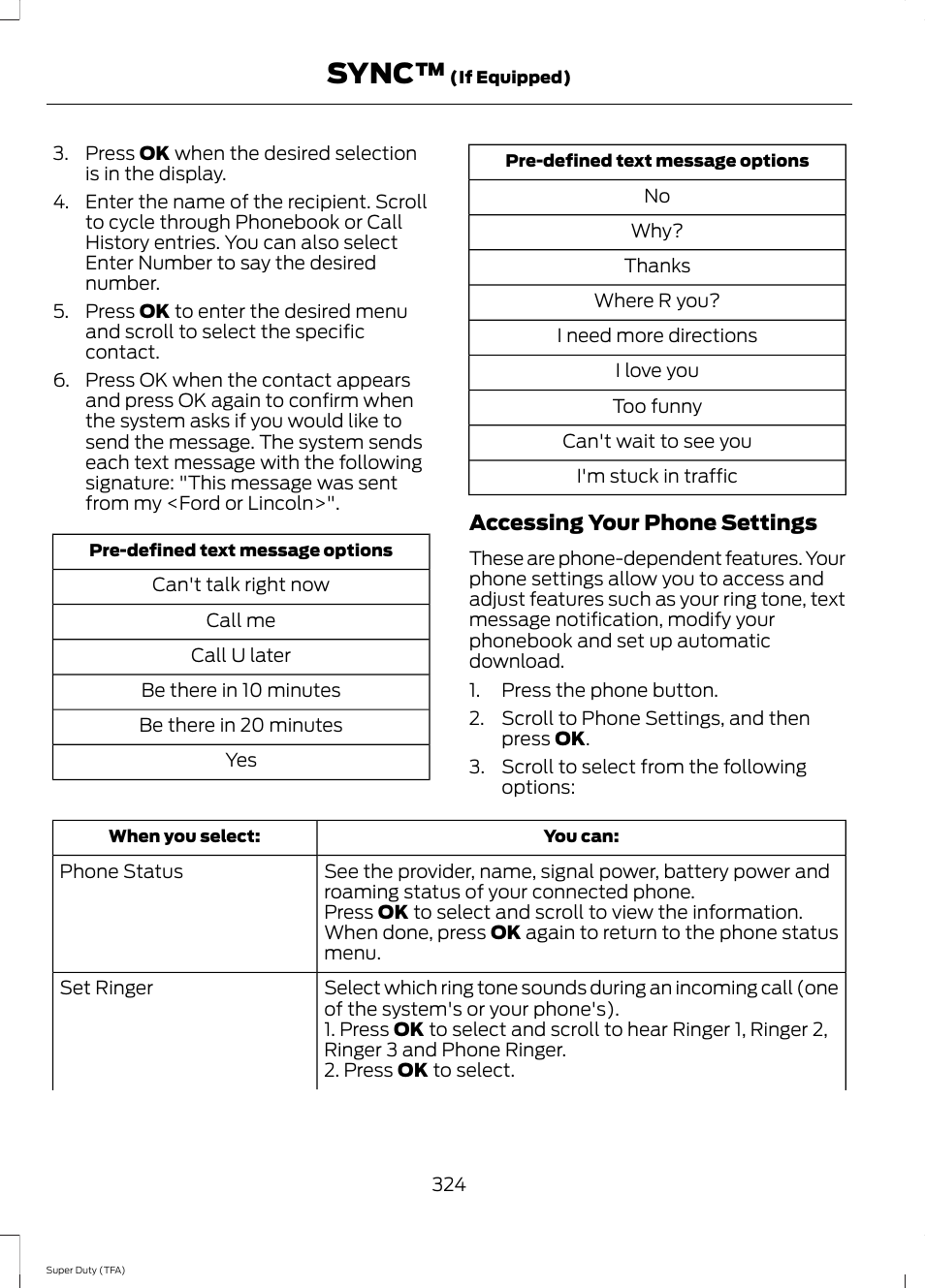 Sync | FORD 2014 F-550 v.3 User Manual | Page 327 / 460