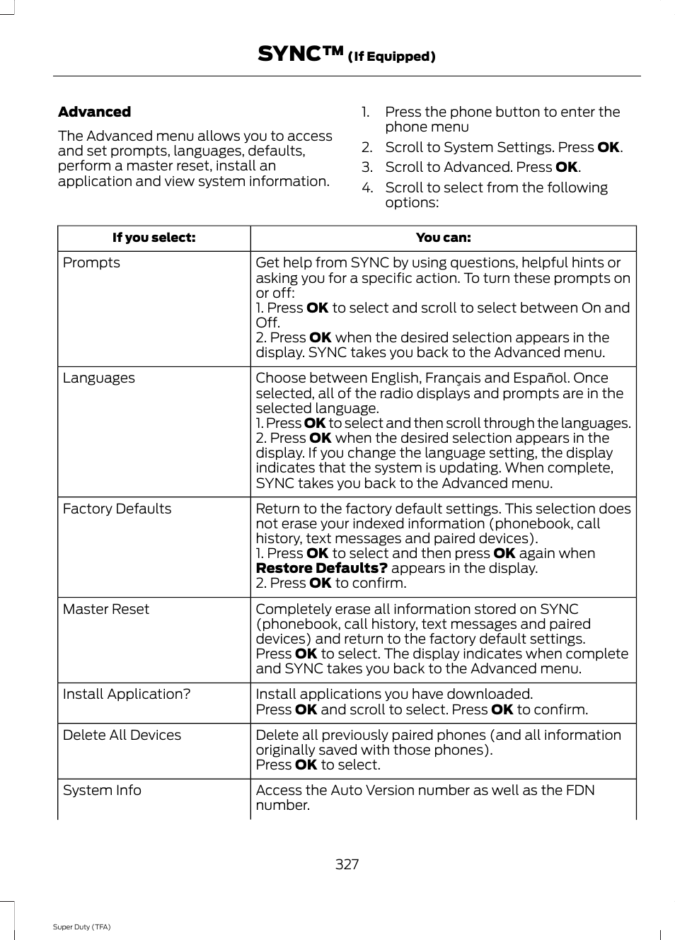 Sync | FORD 2014 F-550 v.3 User Manual | Page 330 / 460