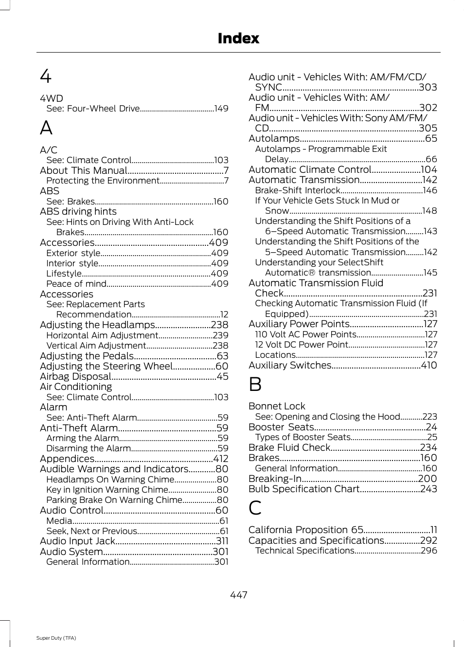 Index | FORD 2014 F-550 v.3 User Manual | Page 450 / 460