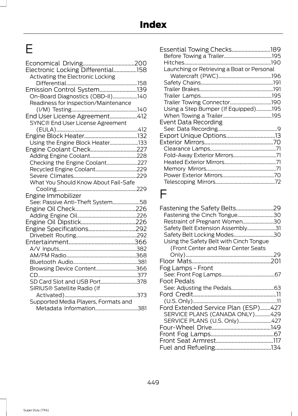 Index | FORD 2014 F-550 v.3 User Manual | Page 452 / 460