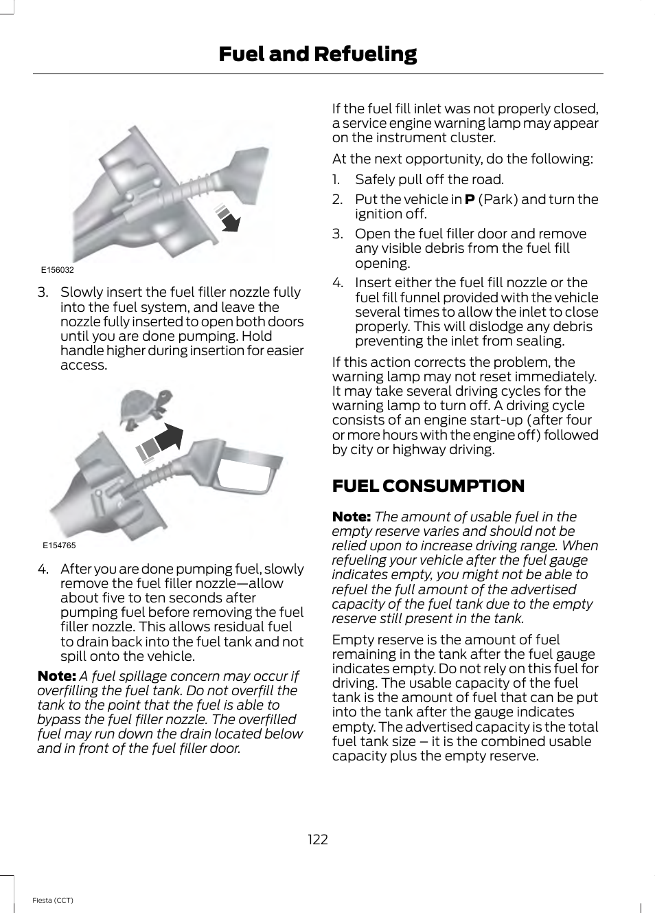 Fuel consumption, Fuel and refueling | FORD 2014 Fiesta v.1 User Manual | Page 125 / 396