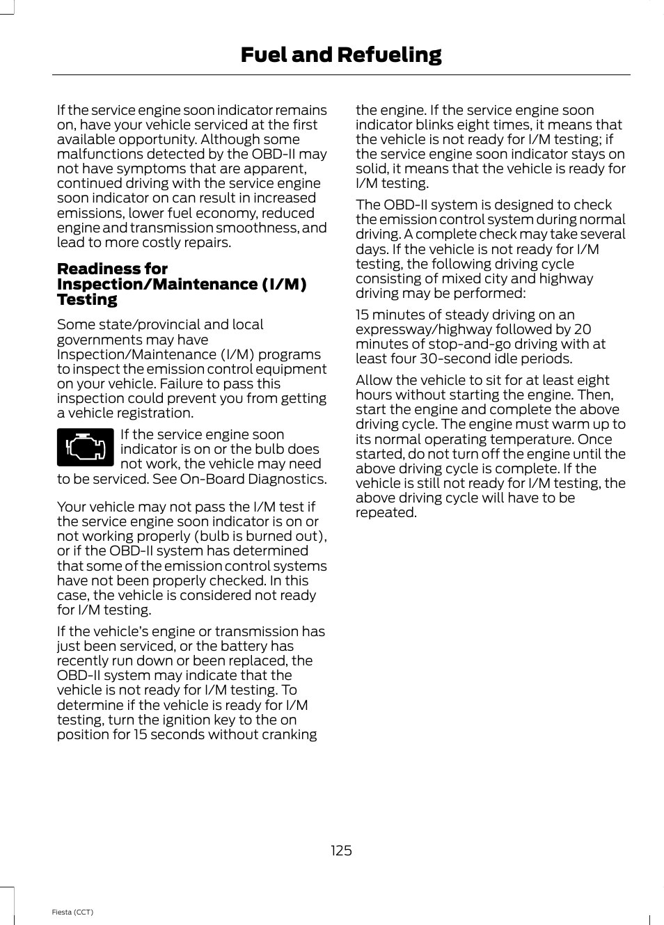 Fuel and refueling | FORD 2014 Fiesta v.1 User Manual | Page 128 / 396