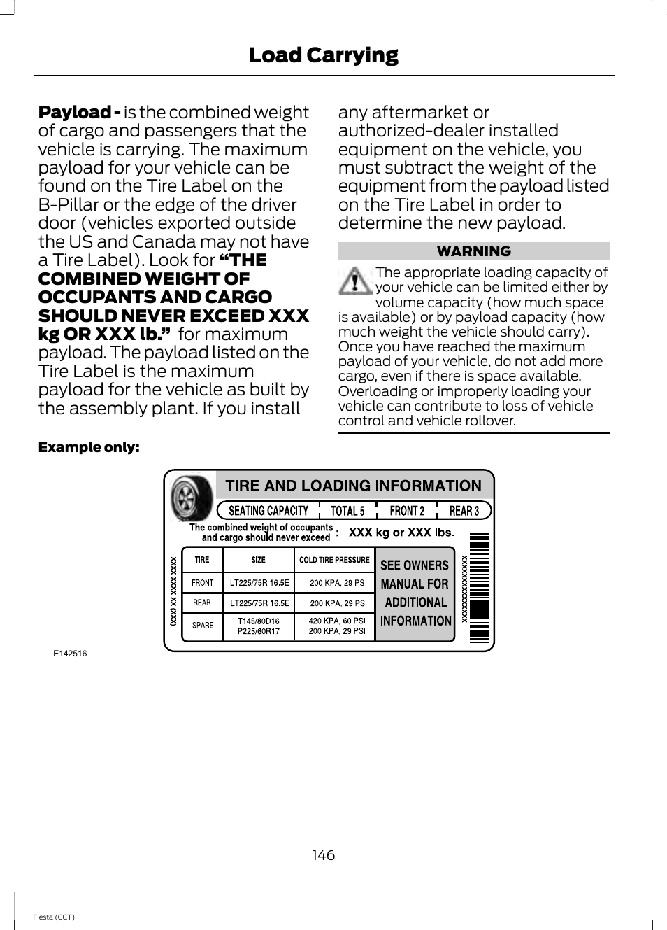 Load carrying | FORD 2014 Fiesta v.1 User Manual | Page 149 / 396