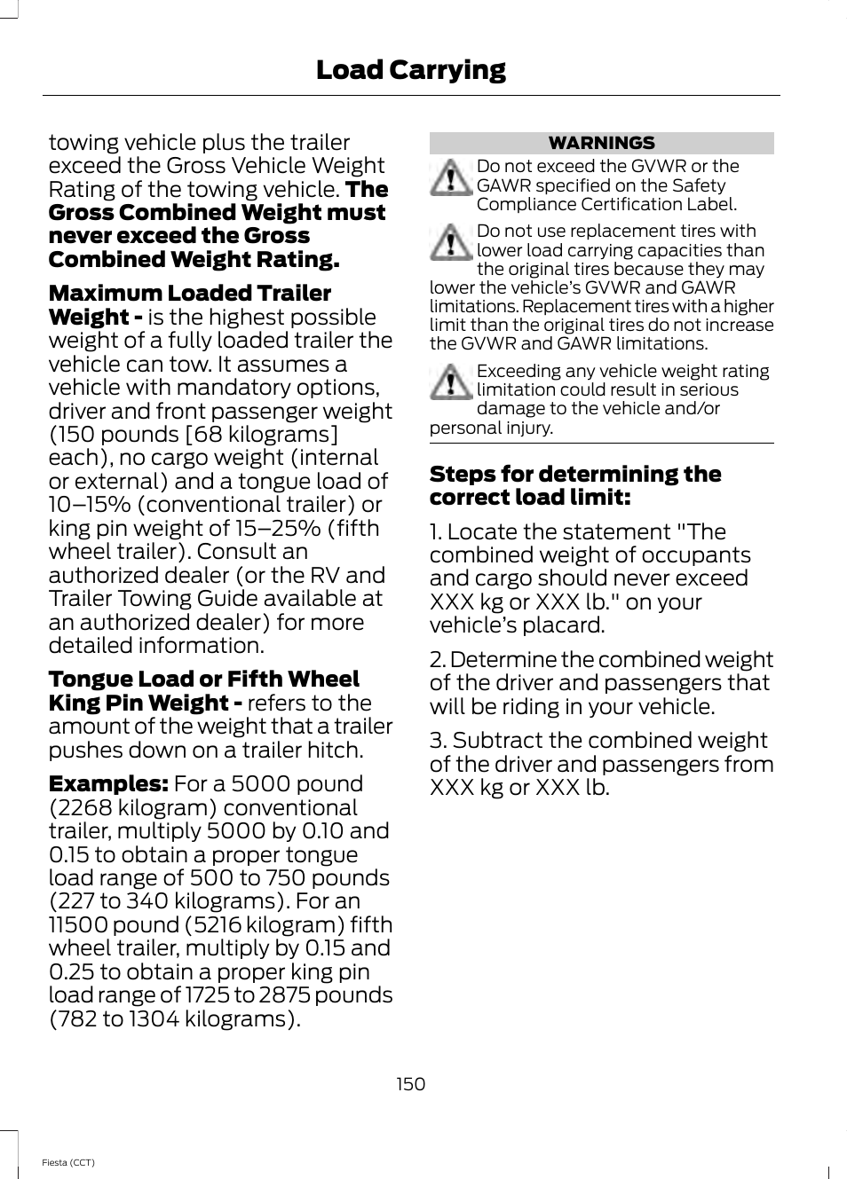 Load carrying | FORD 2014 Fiesta v.1 User Manual | Page 153 / 396