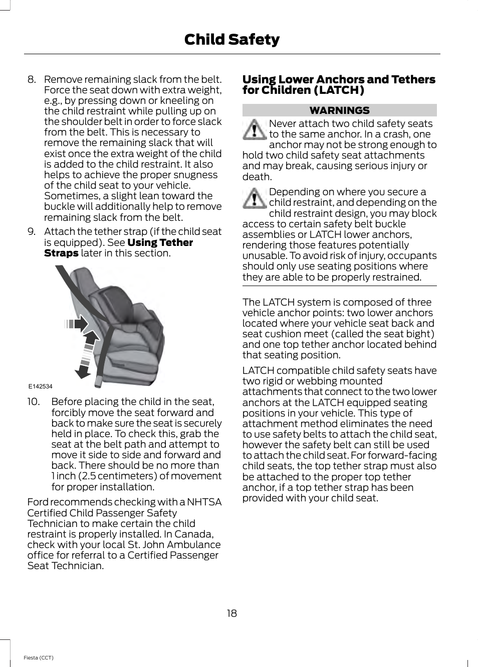Child safety | FORD 2014 Fiesta v.1 User Manual | Page 21 / 396