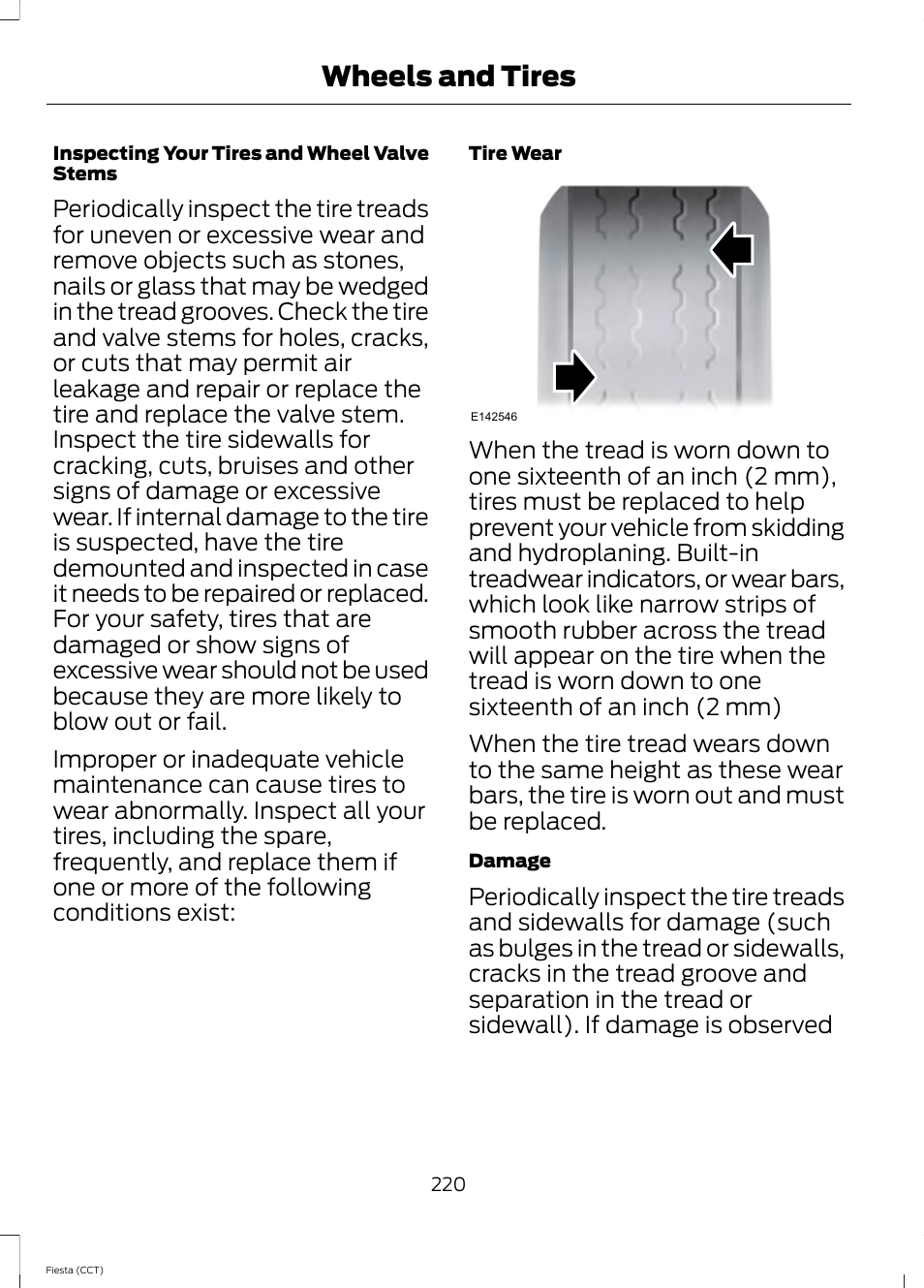 Wheels and tires | FORD 2014 Fiesta v.1 User Manual | Page 223 / 396