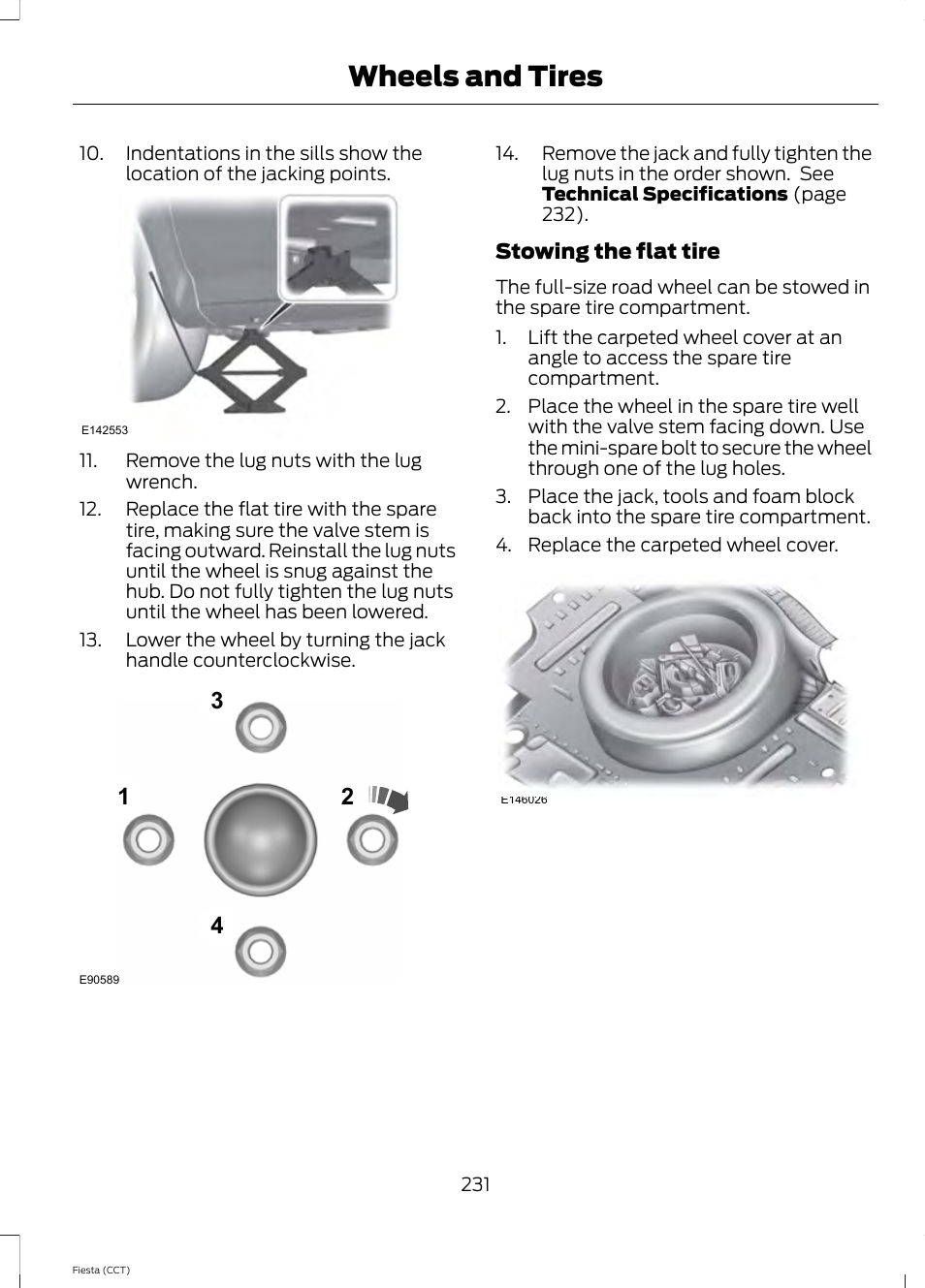 Wheels and tires | FORD 2014 Fiesta v.1 User Manual | Page 234 / 396