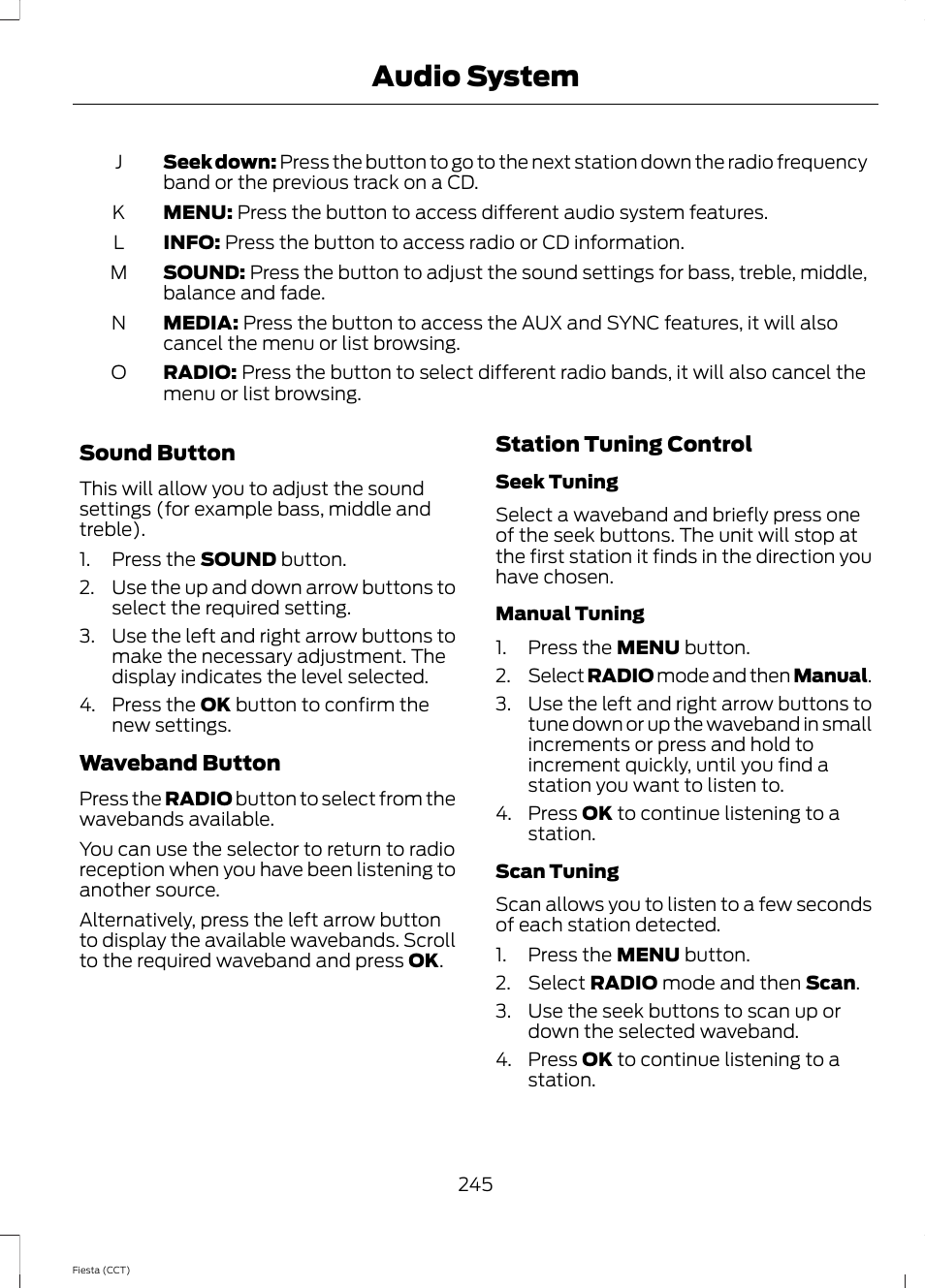 Audio system | FORD 2014 Fiesta v.1 User Manual | Page 248 / 396