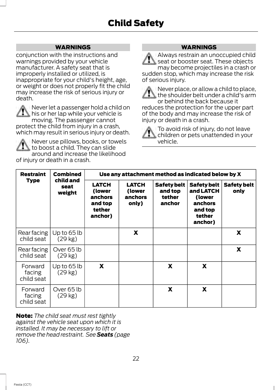 Child safety | FORD 2014 Fiesta v.1 User Manual | Page 25 / 396