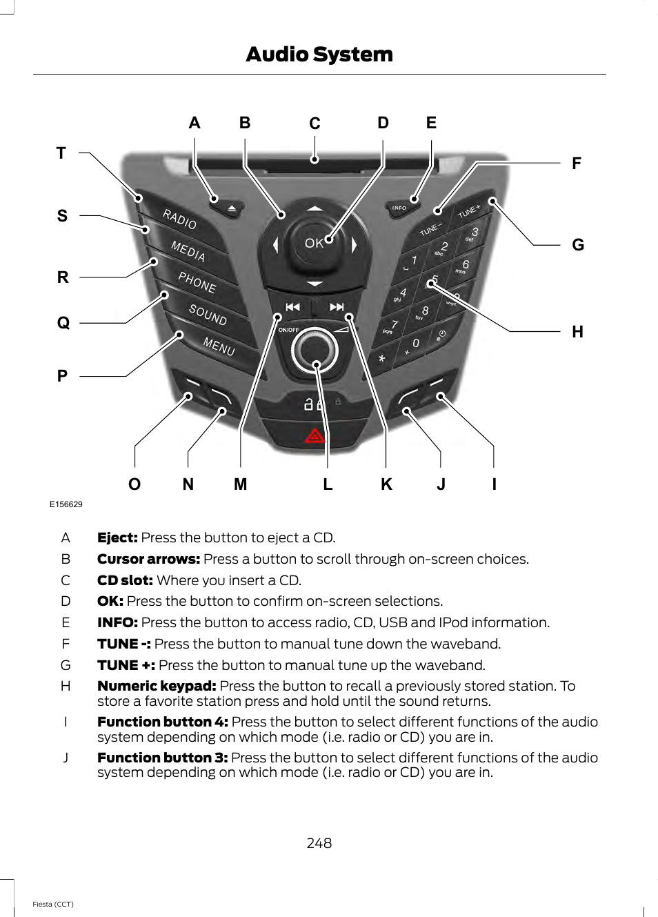 Audio system | FORD 2014 Fiesta v.1 User Manual | Page 251 / 396