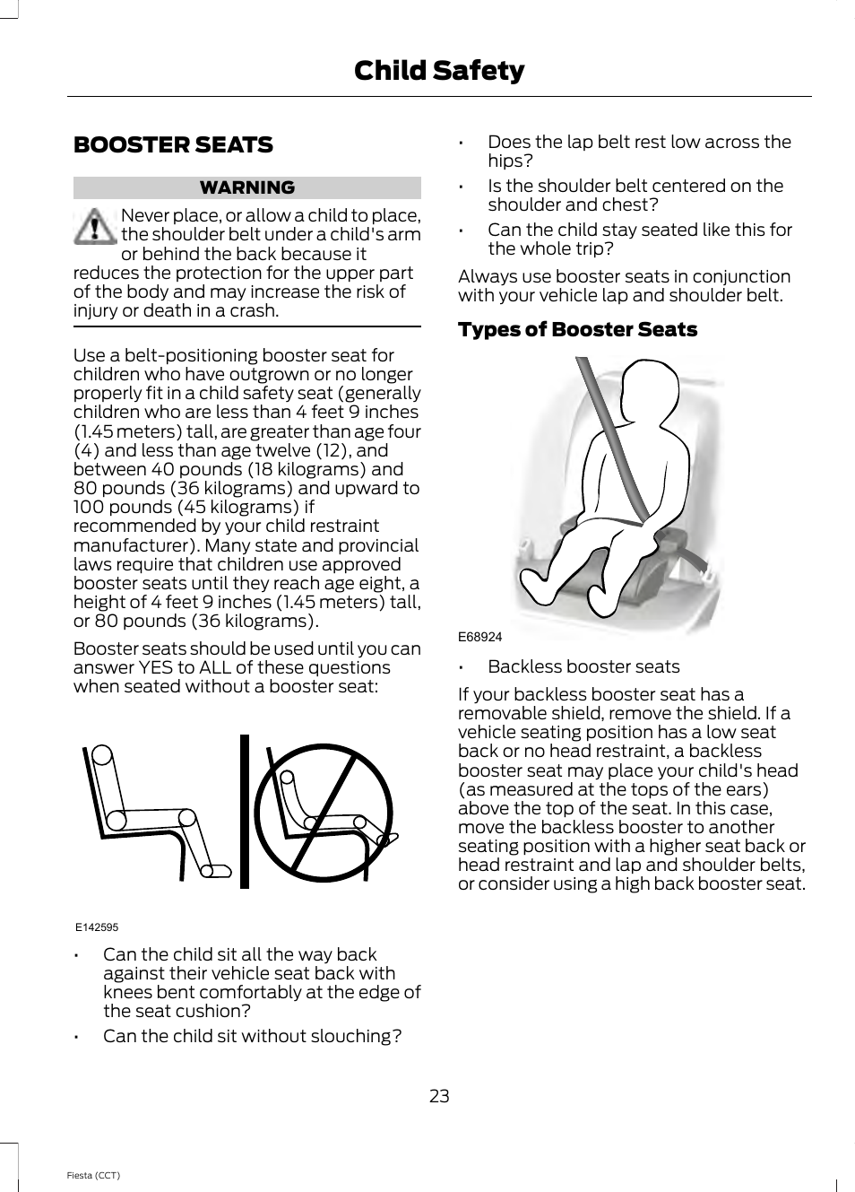 Booster seats, Child safety | FORD 2014 Fiesta v.1 User Manual | Page 26 / 396