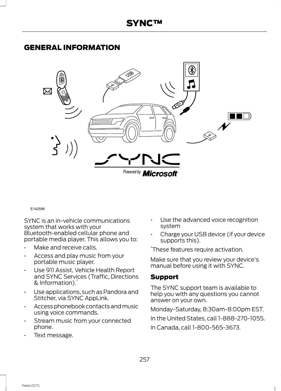 Sync, General information | FORD 2014 Fiesta v.1 User Manual | Page 260 / 396