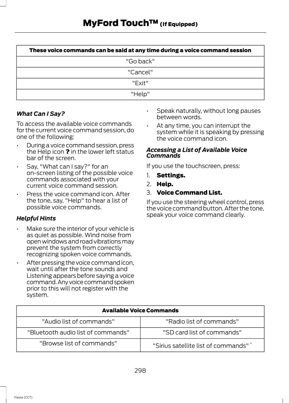 Myford touch | FORD 2014 Fiesta v.1 User Manual | Page 301 / 396