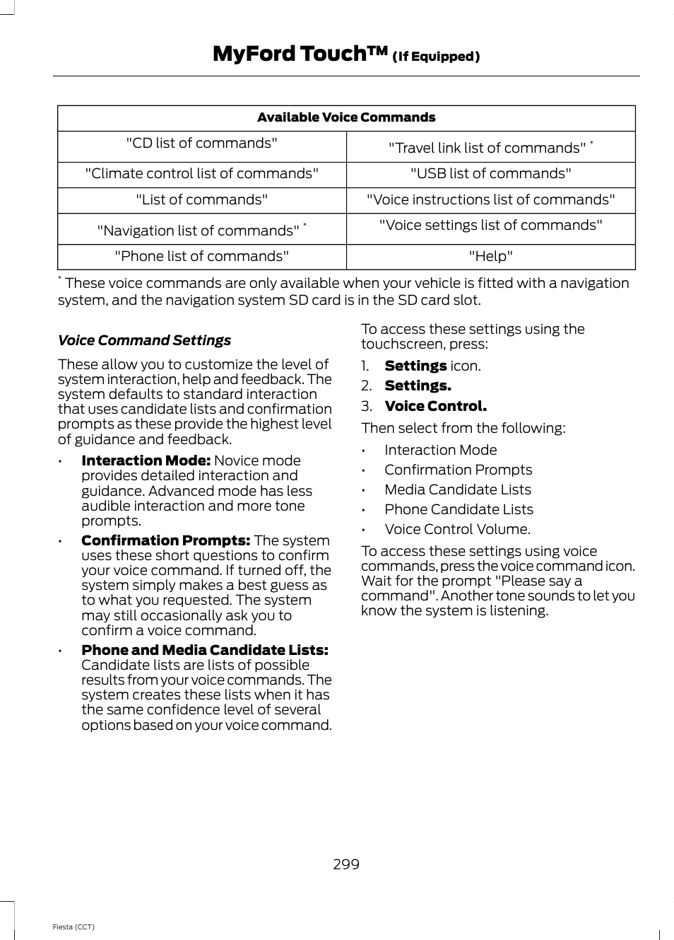 Myford touch | FORD 2014 Fiesta v.1 User Manual | Page 302 / 396