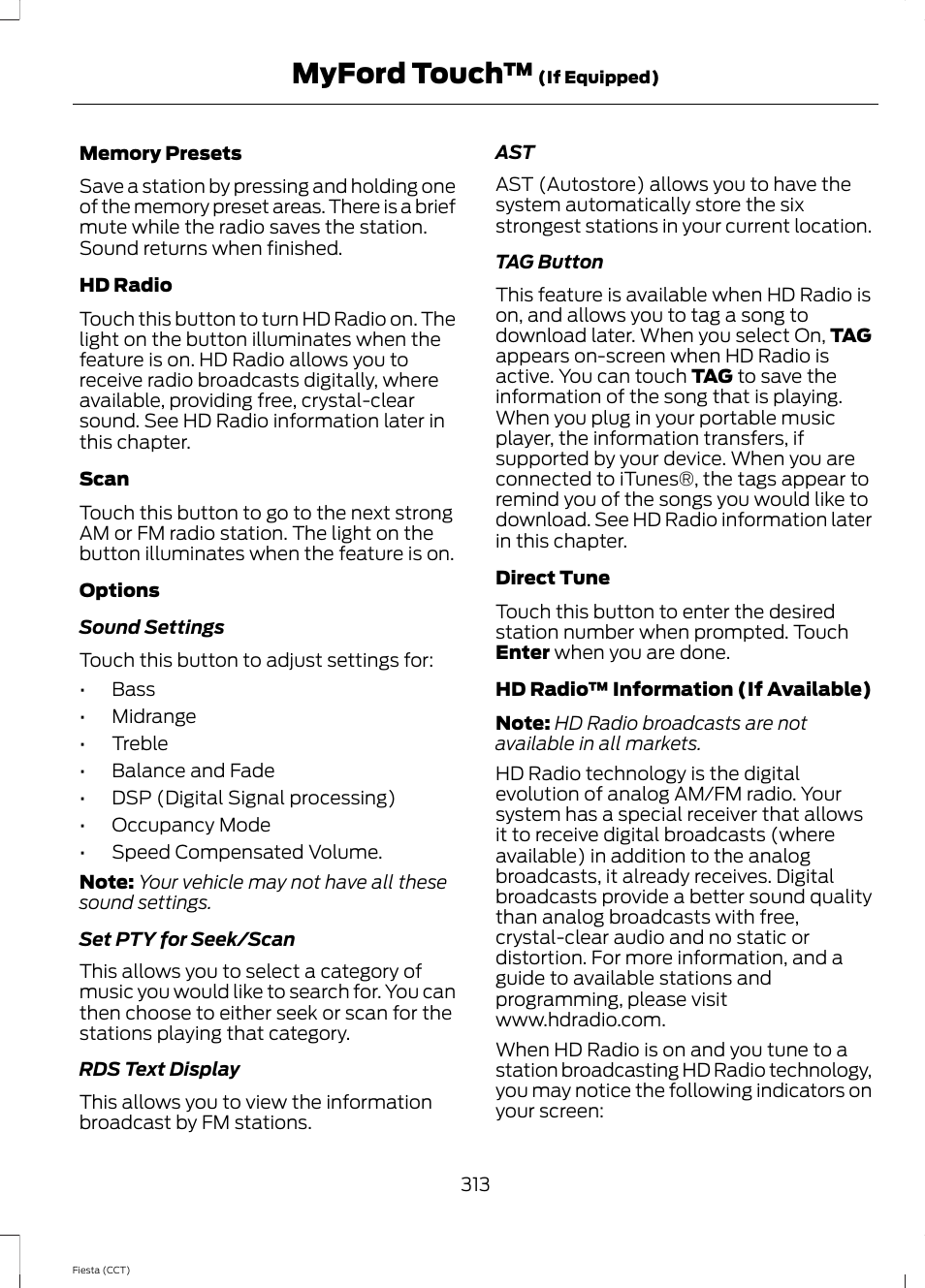 Myford touch | FORD 2014 Fiesta v.1 User Manual | Page 316 / 396