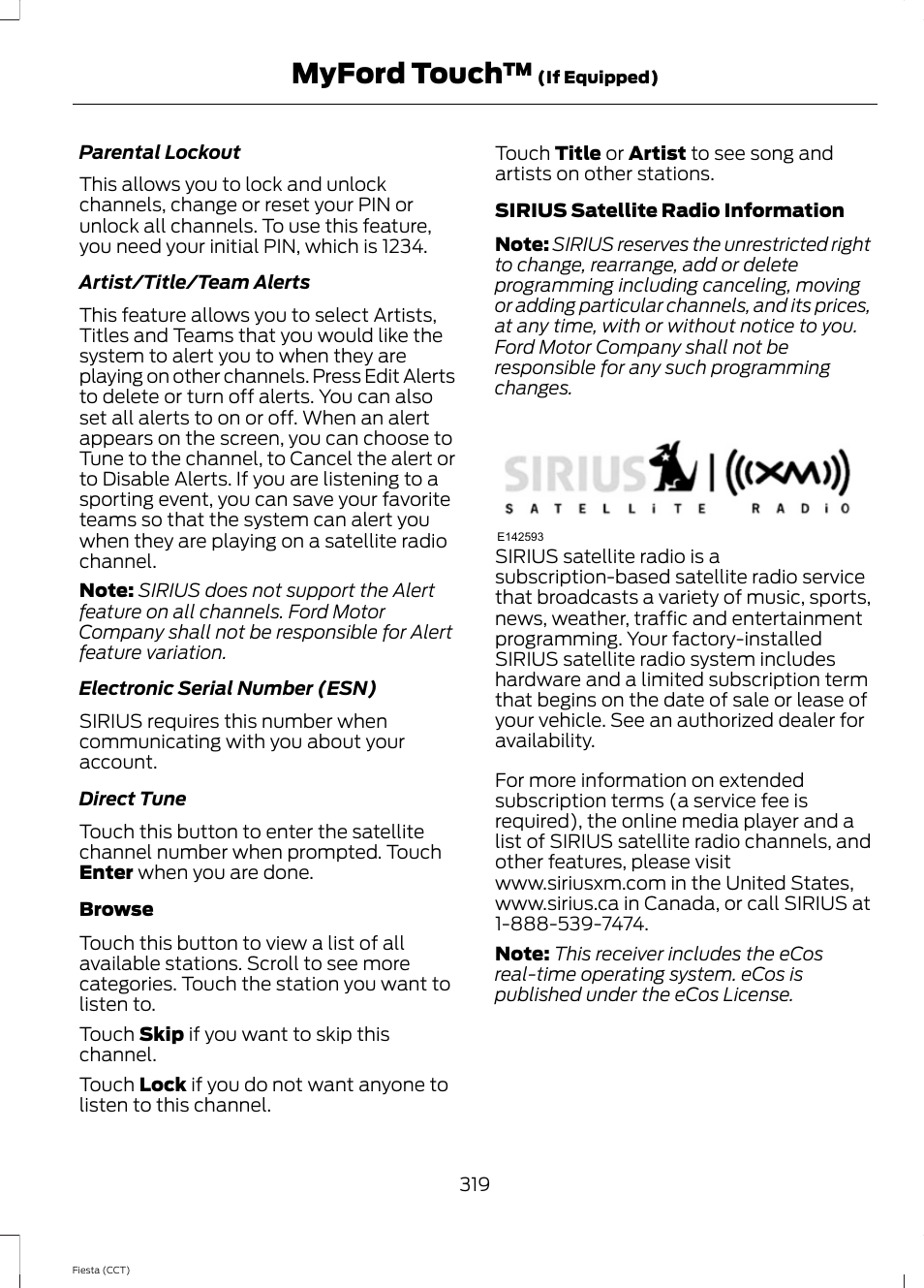 Myford touch | FORD 2014 Fiesta v.1 User Manual | Page 322 / 396