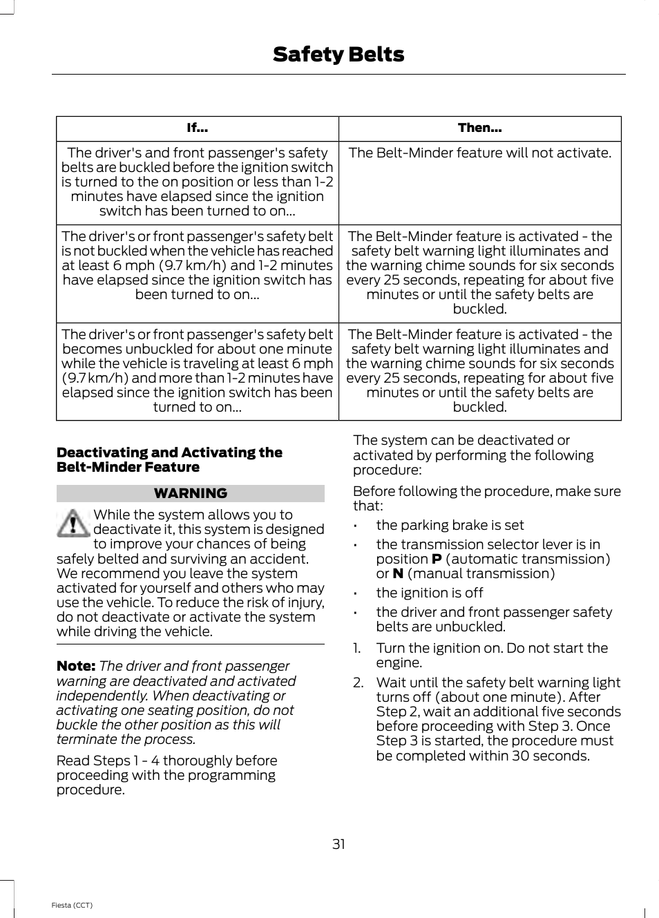 Safety belts | FORD 2014 Fiesta v.1 User Manual | Page 34 / 396