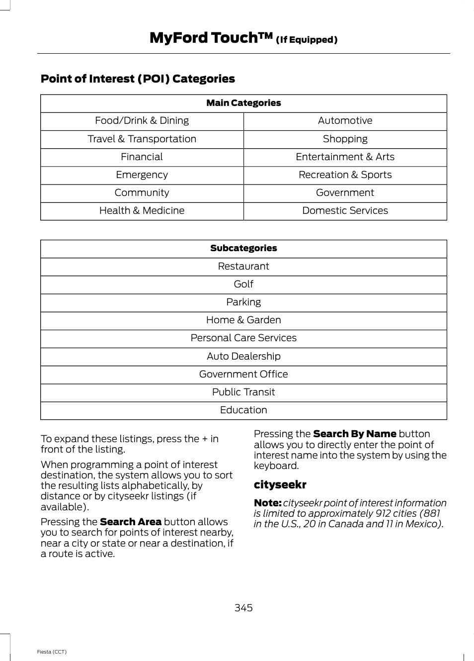 Myford touch | FORD 2014 Fiesta v.1 User Manual | Page 348 / 396