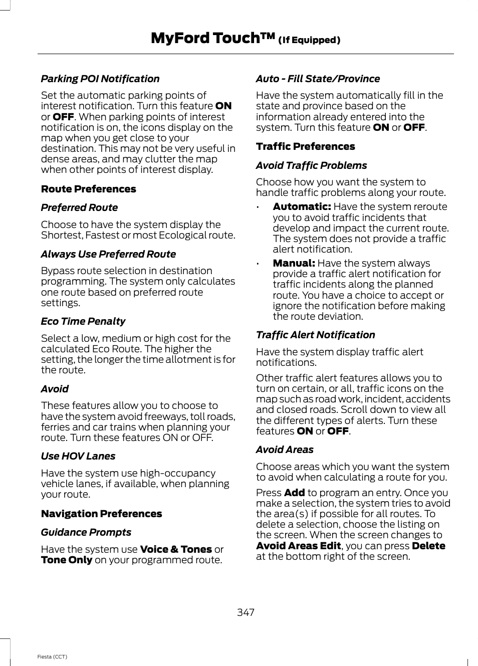 Myford touch | FORD 2014 Fiesta v.1 User Manual | Page 350 / 396