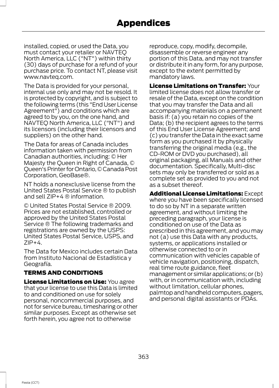 Appendices | FORD 2014 Fiesta v.1 User Manual | Page 366 / 396