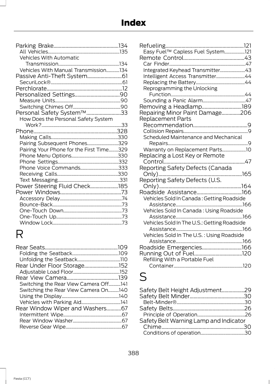 Index | FORD 2014 Fiesta v.1 User Manual | Page 391 / 396