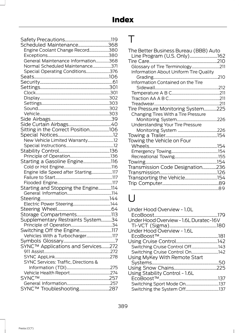 Index | FORD 2014 Fiesta v.1 User Manual | Page 392 / 396