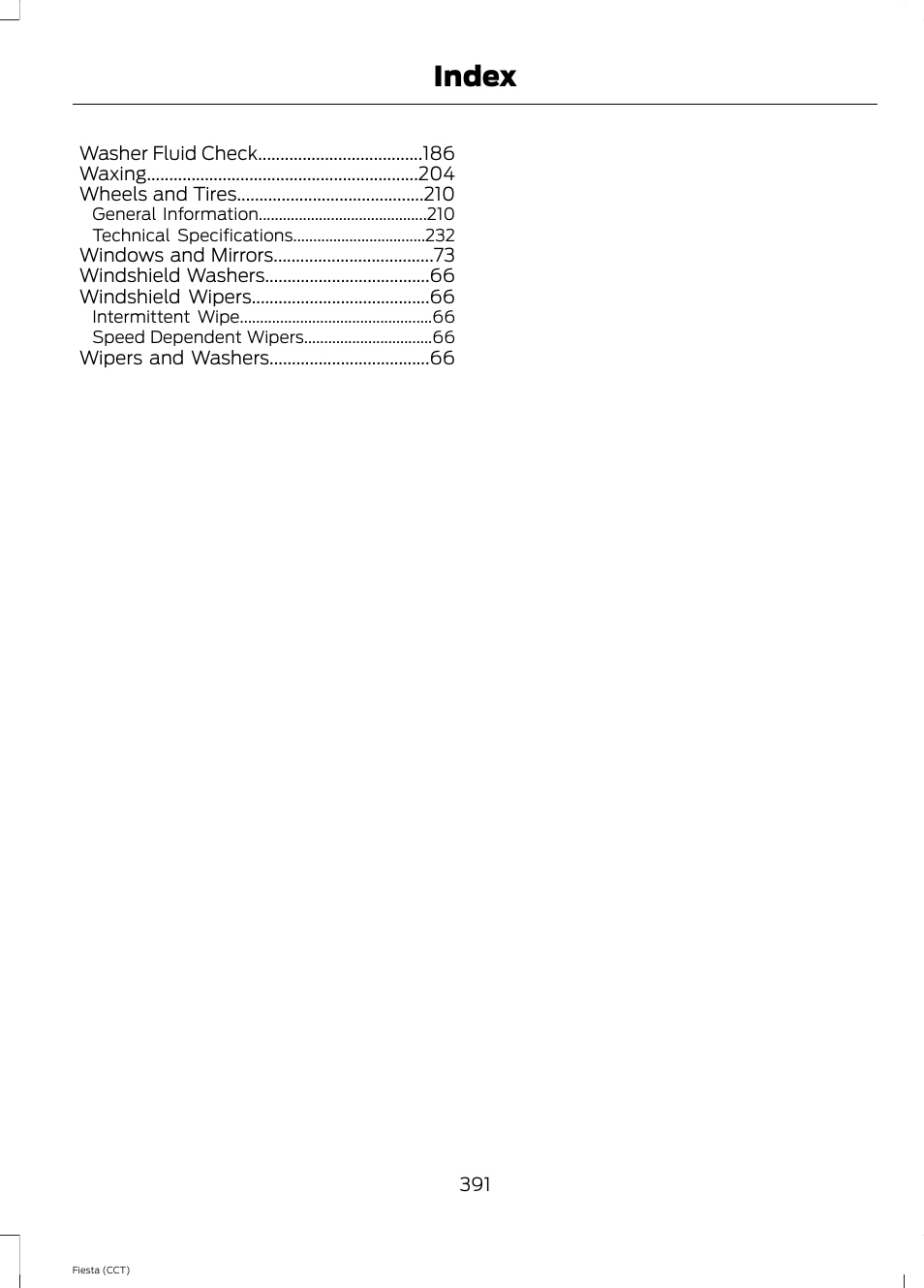 Index | FORD 2014 Fiesta v.1 User Manual | Page 394 / 396