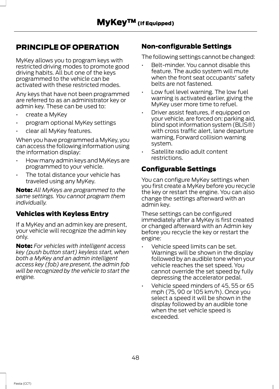 Mykey, Principle of operation | FORD 2014 Fiesta v.1 User Manual | Page 51 / 396