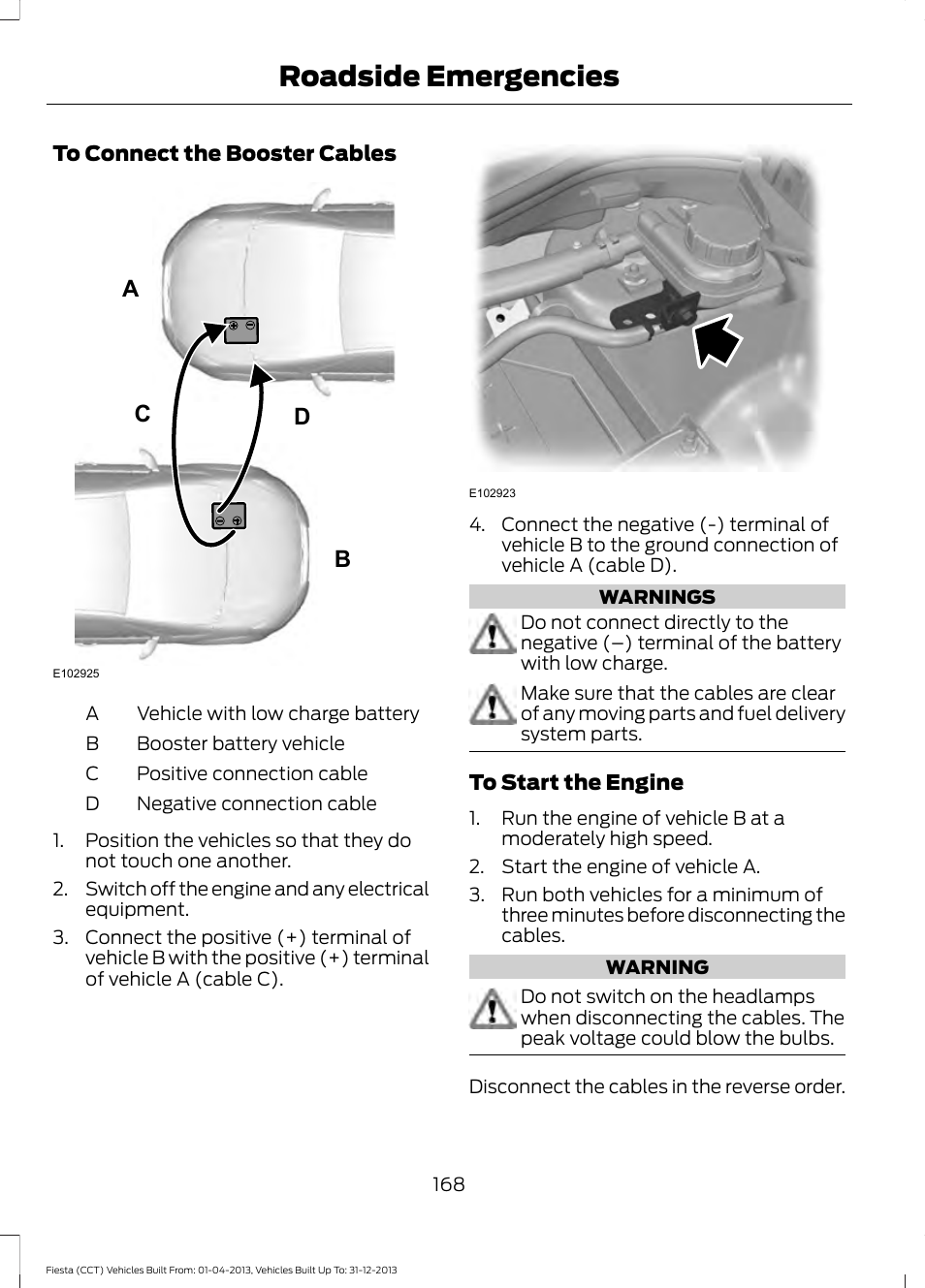 Roadside emergencies, Ab c d | FORD 2014 Fiesta v.2 User Manual | Page 171 / 398