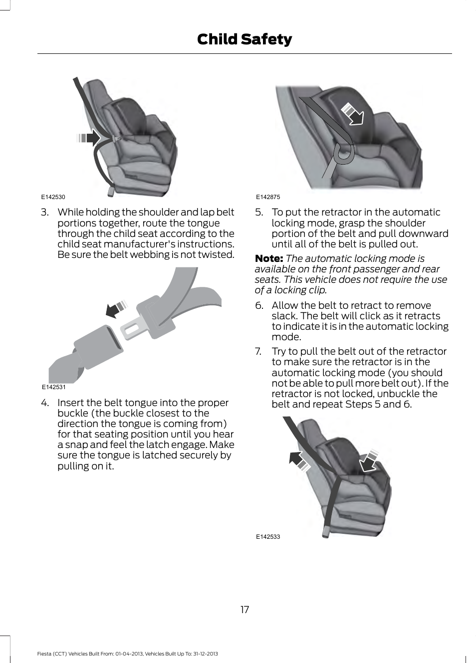 Child safety | FORD 2014 Fiesta v.2 User Manual | Page 20 / 398
