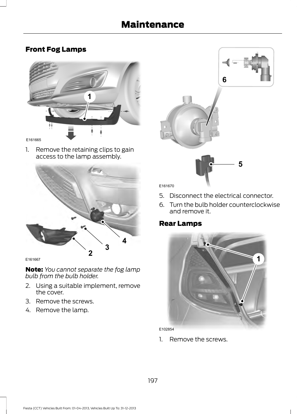 Maintenance | FORD 2014 Fiesta v.2 User Manual | Page 200 / 398