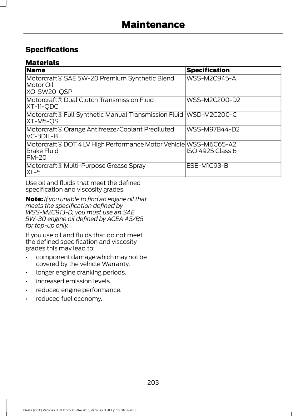 Maintenance | FORD 2014 Fiesta v.2 User Manual | Page 206 / 398