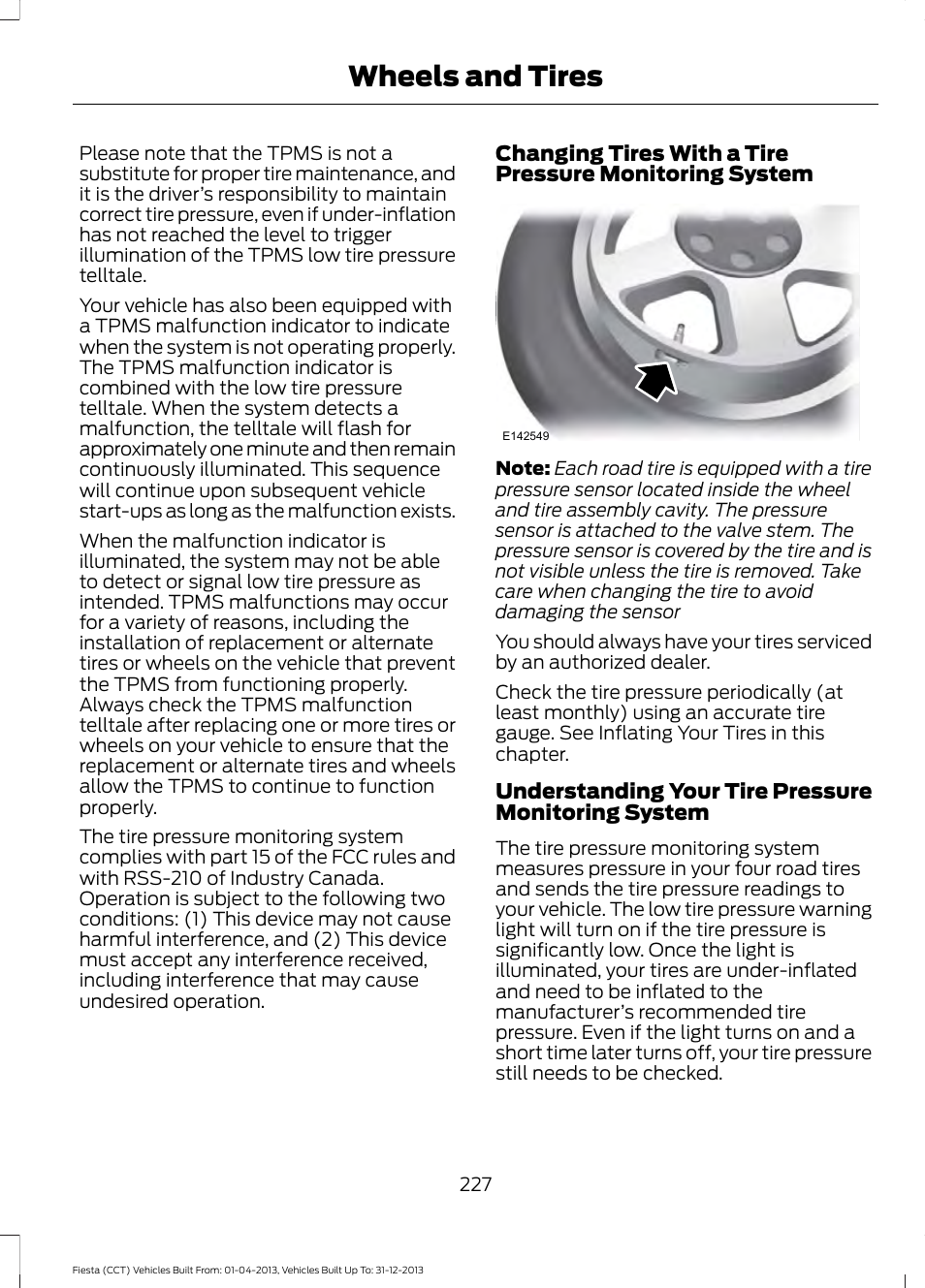 Wheels and tires | FORD 2014 Fiesta v.2 User Manual | Page 230 / 398