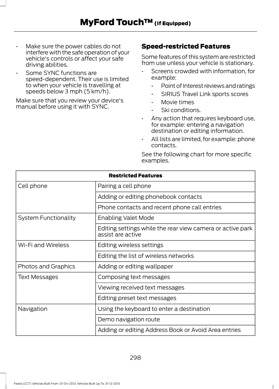 Myford touch | FORD 2014 Fiesta v.2 User Manual | Page 301 / 398