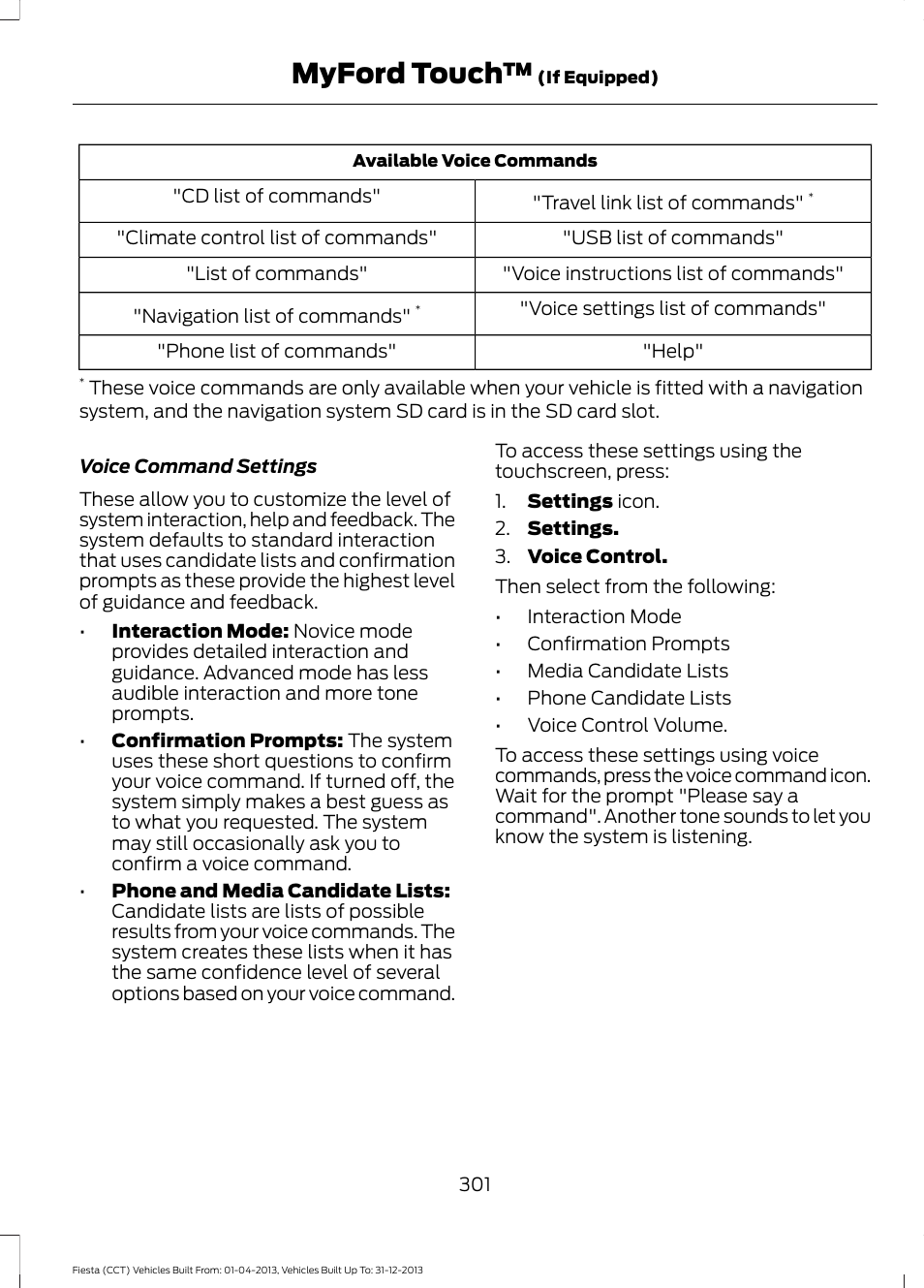 Myford touch | FORD 2014 Fiesta v.2 User Manual | Page 304 / 398