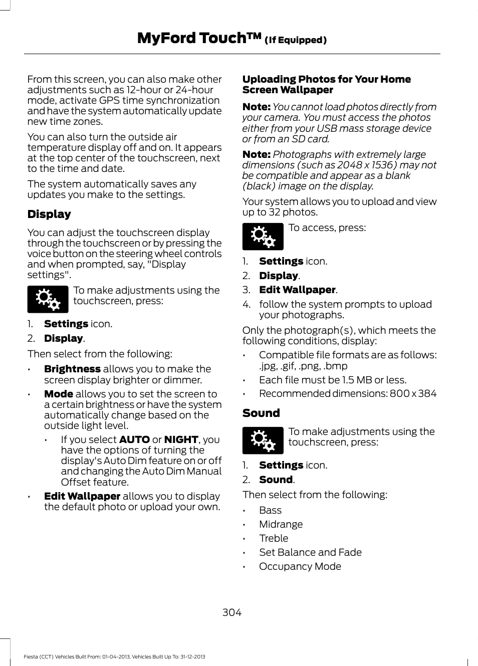 Myford touch | FORD 2014 Fiesta v.2 User Manual | Page 307 / 398