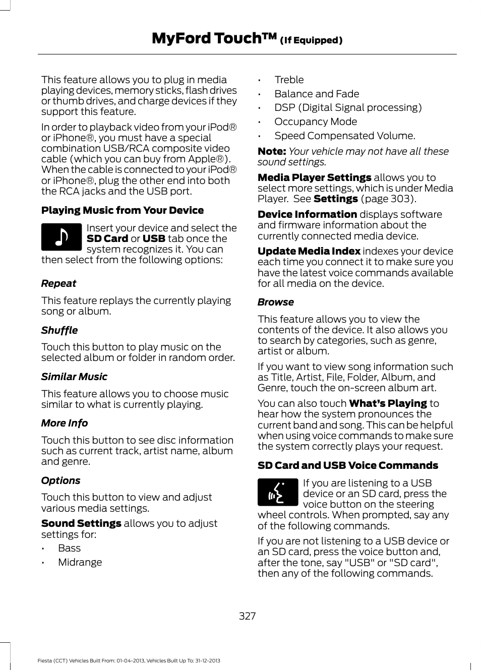 Myford touch | FORD 2014 Fiesta v.2 User Manual | Page 330 / 398