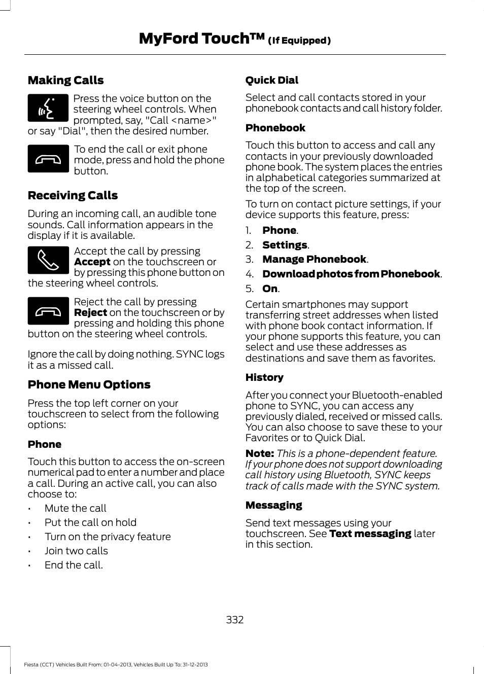 Myford touch | FORD 2014 Fiesta v.2 User Manual | Page 335 / 398
