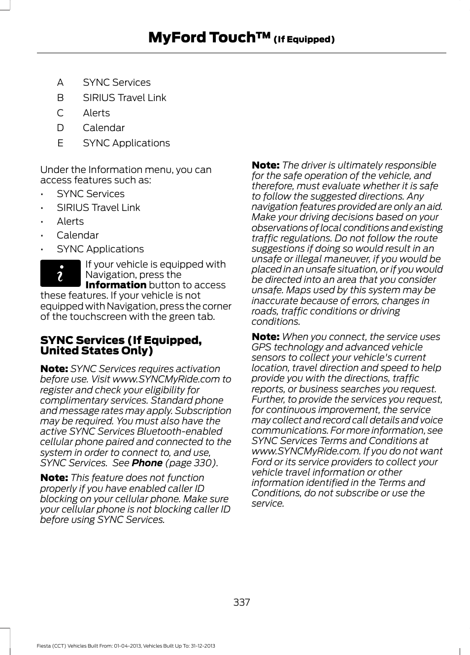 Myford touch | FORD 2014 Fiesta v.2 User Manual | Page 340 / 398