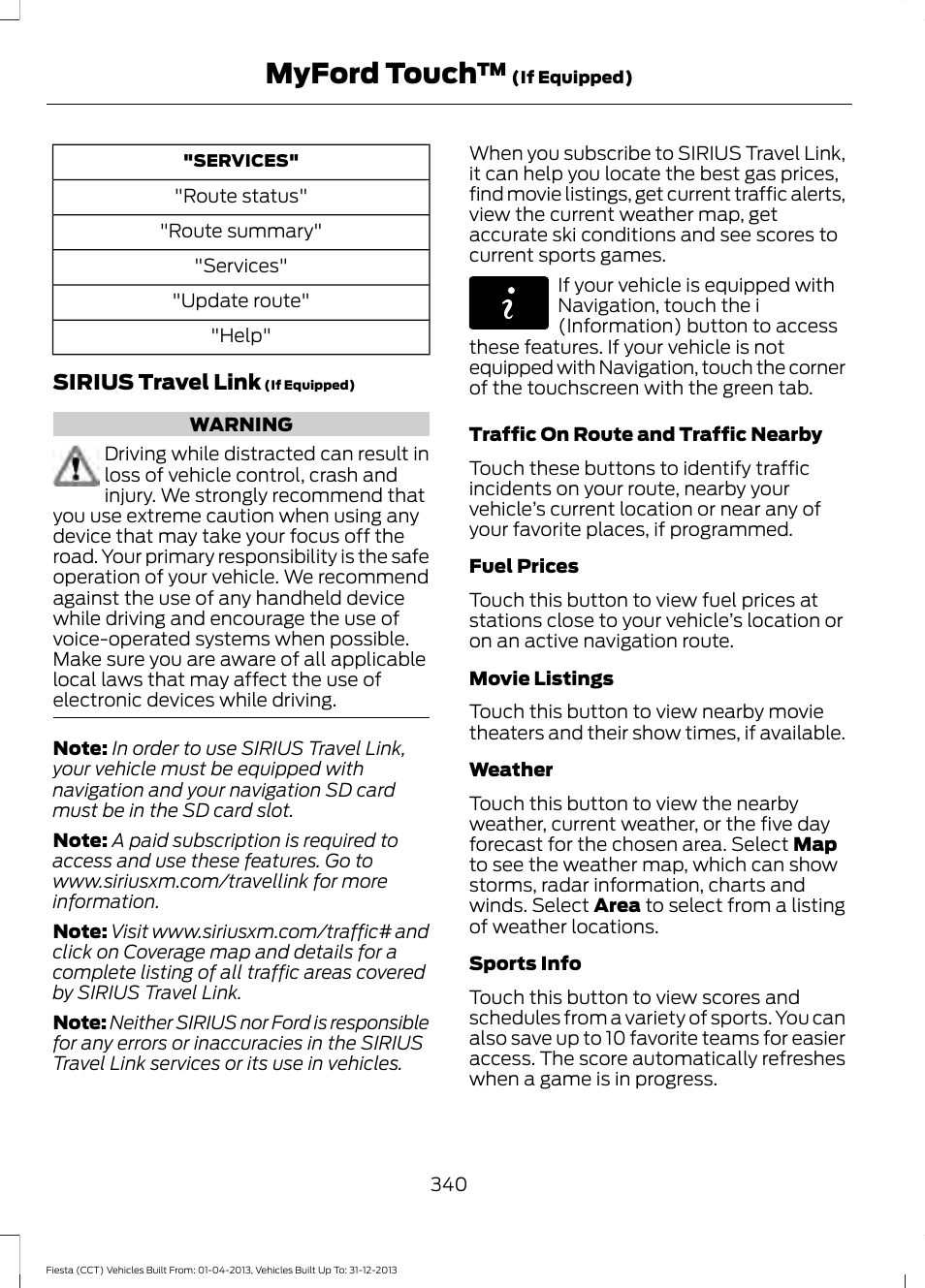 Myford touch | FORD 2014 Fiesta v.2 User Manual | Page 343 / 398