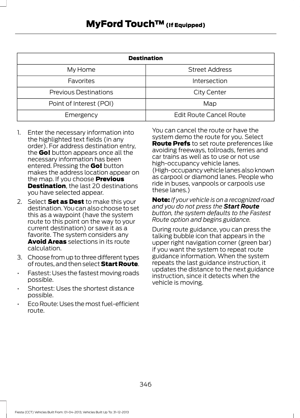 Myford touch | FORD 2014 Fiesta v.2 User Manual | Page 349 / 398