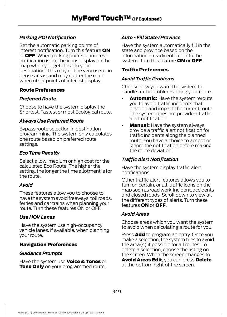 Myford touch | FORD 2014 Fiesta v.2 User Manual | Page 352 / 398