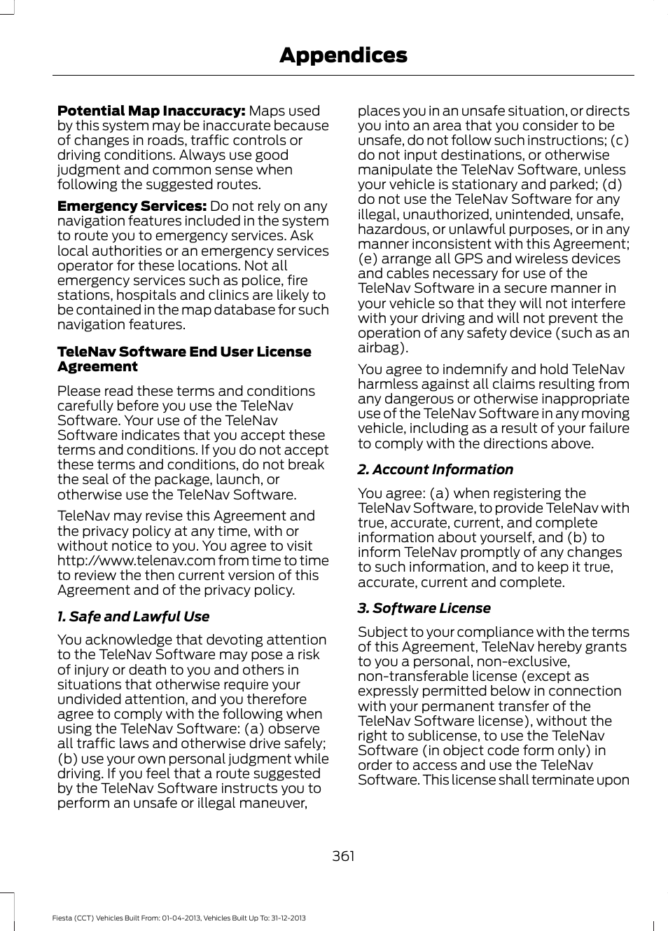 Appendices | FORD 2014 Fiesta v.2 User Manual | Page 364 / 398