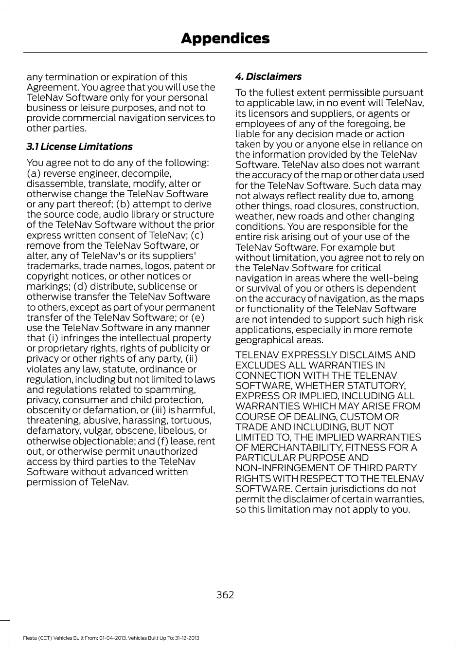 Appendices | FORD 2014 Fiesta v.2 User Manual | Page 365 / 398