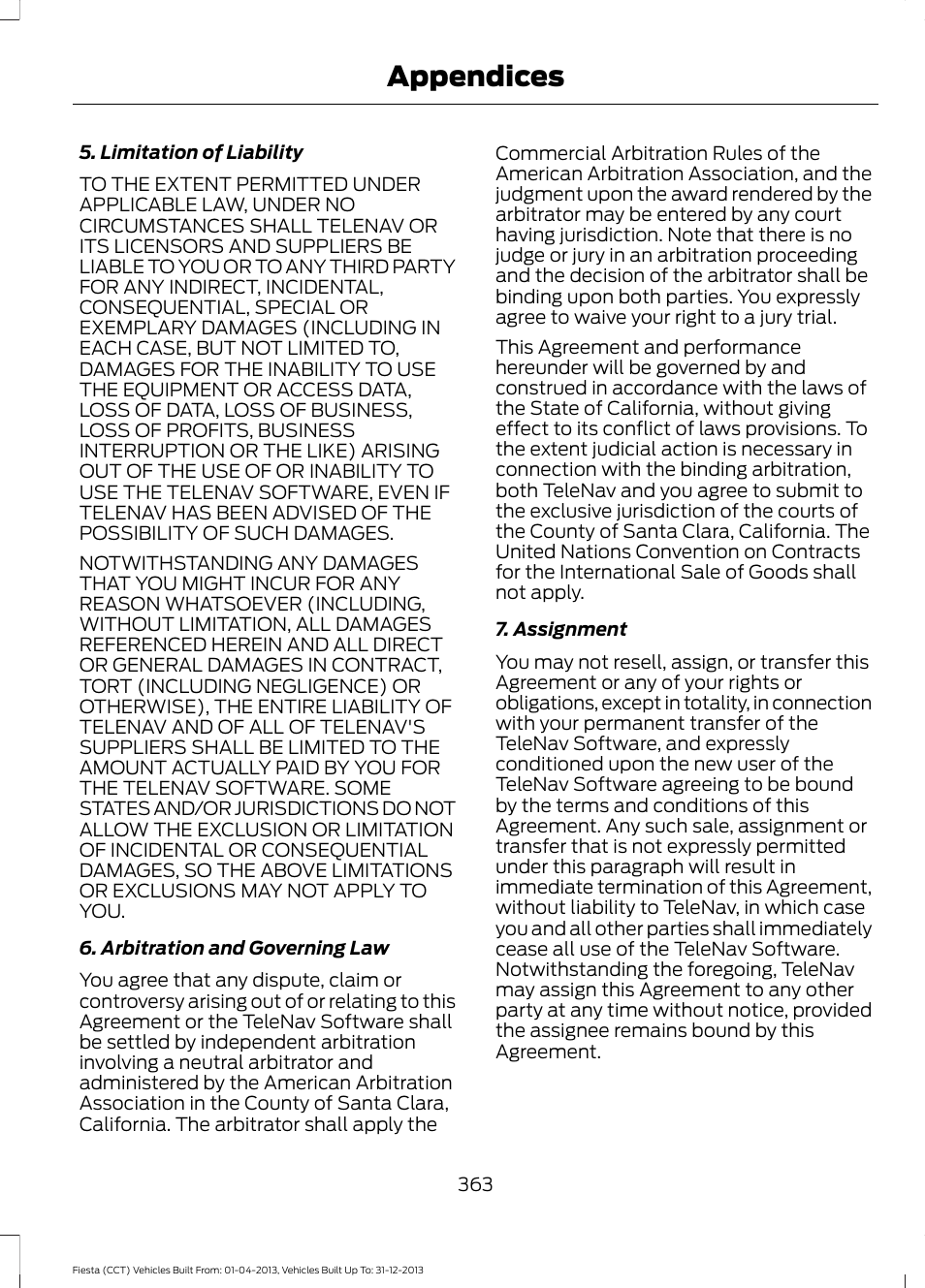 Appendices | FORD 2014 Fiesta v.2 User Manual | Page 366 / 398