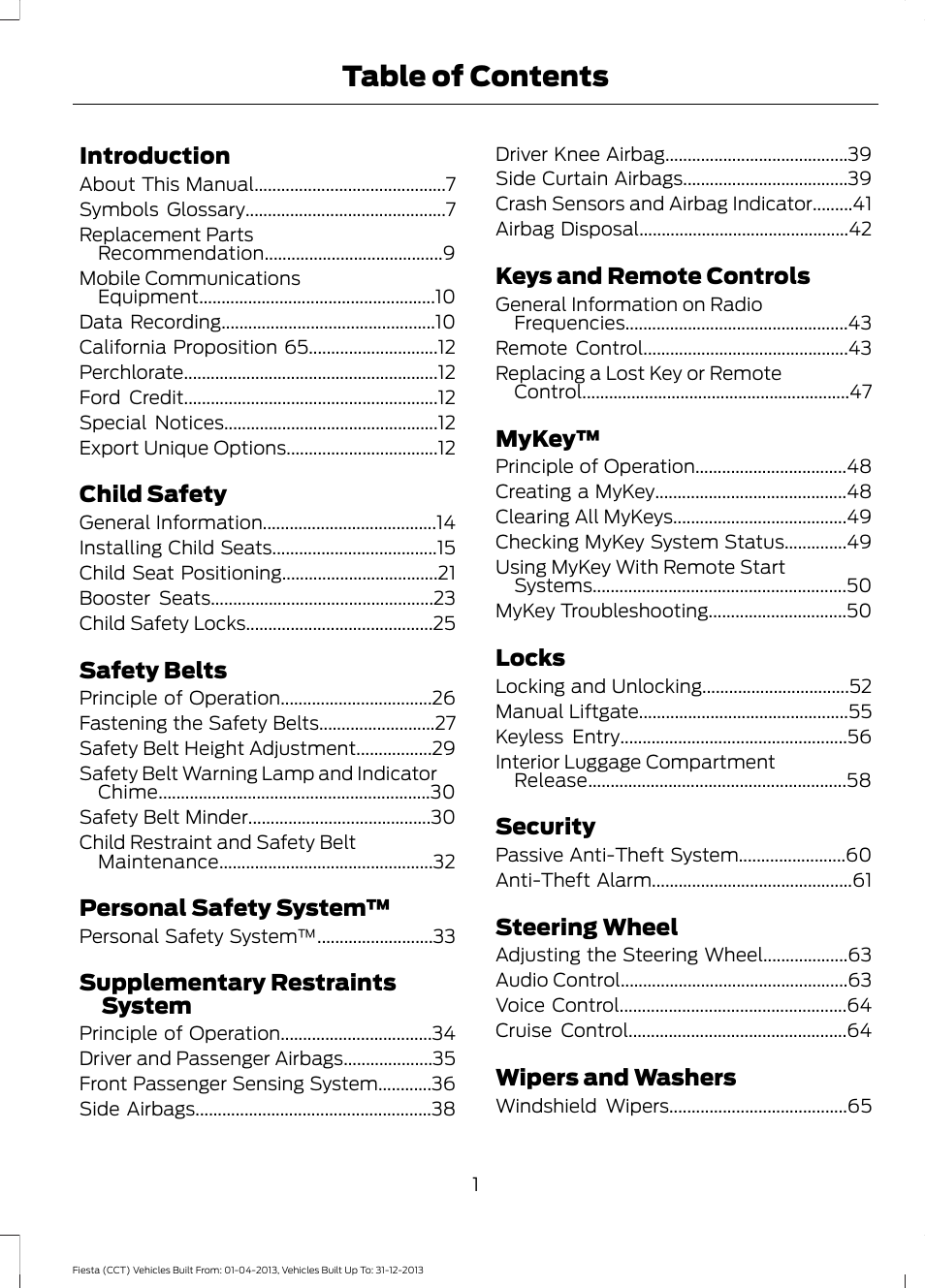 FORD 2014 Fiesta v.2 User Manual | Page 4 / 398