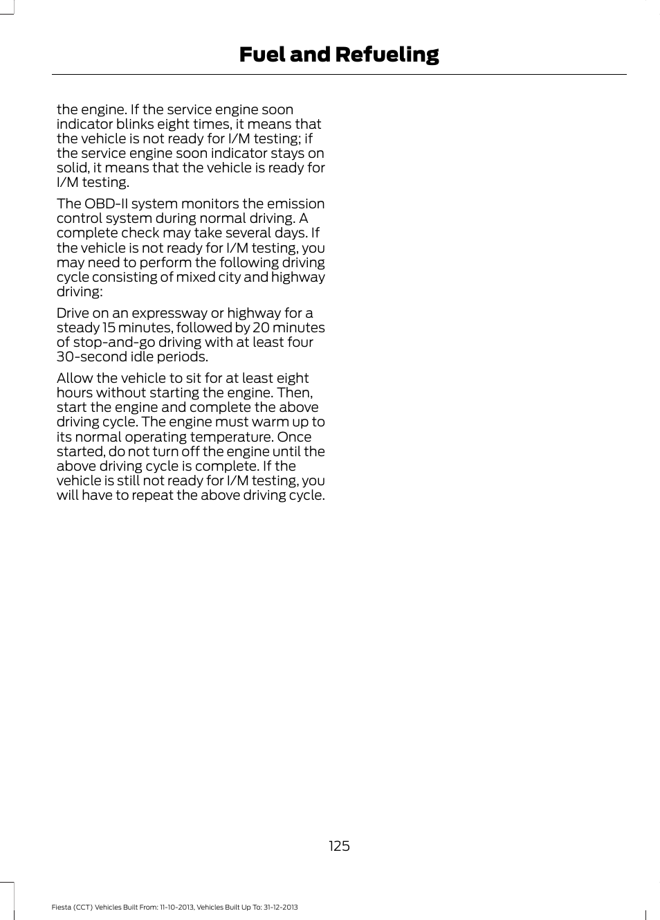 Fuel and refueling | FORD 2014 Fiesta v.3 User Manual | Page 128 / 400