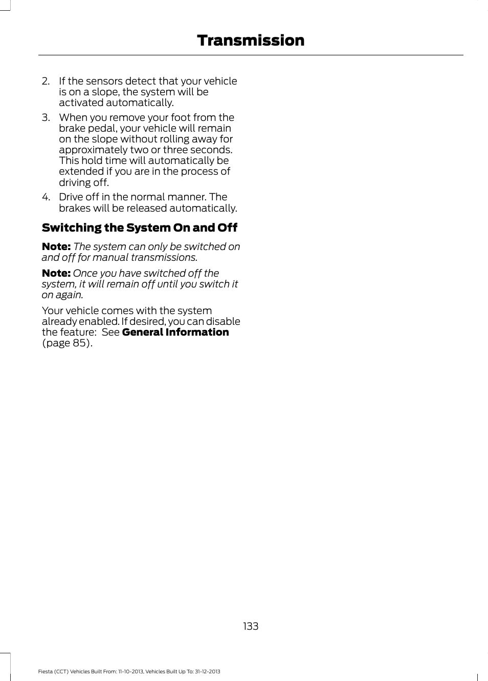 Transmission | FORD 2014 Fiesta v.3 User Manual | Page 136 / 400